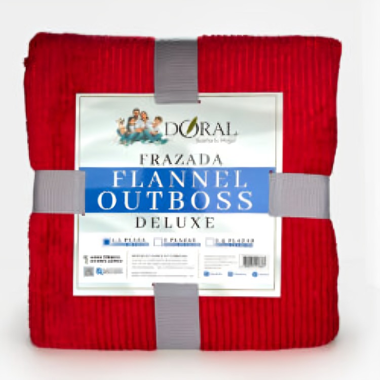 FRAZADA FLANNEL OUTBOSS DELUXE 1.5 PLAZAS / EN COLOR ROJO – DORAL - 2