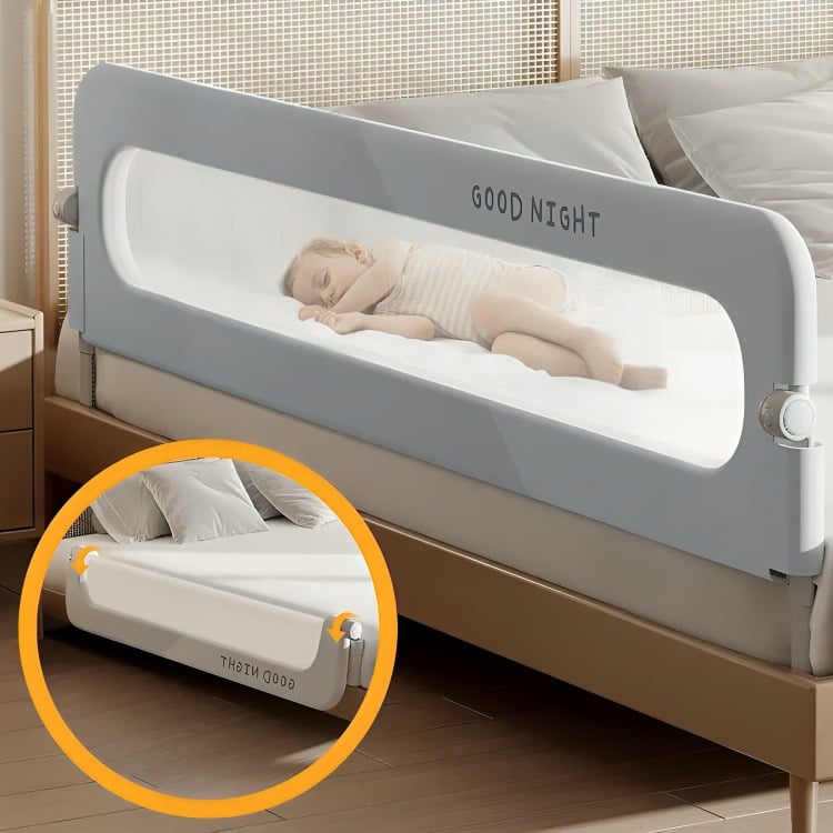 BARANDA DE CAMA 1.5MTRS SEGURIDAD BEBE ABATIBLE AJUSTABLE - 2