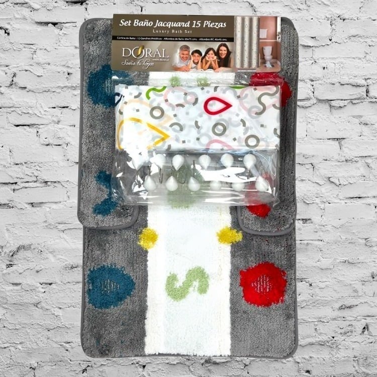 SET DE BAÑO 15PCS JACQUARD / GOTAS MULTICOLOR – DORAL - 2
