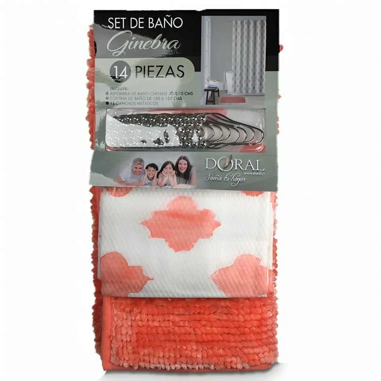 SET DE BAÑO 14 PIEZAS GINEBRA / SILUETA CORAL – DORAL - 1