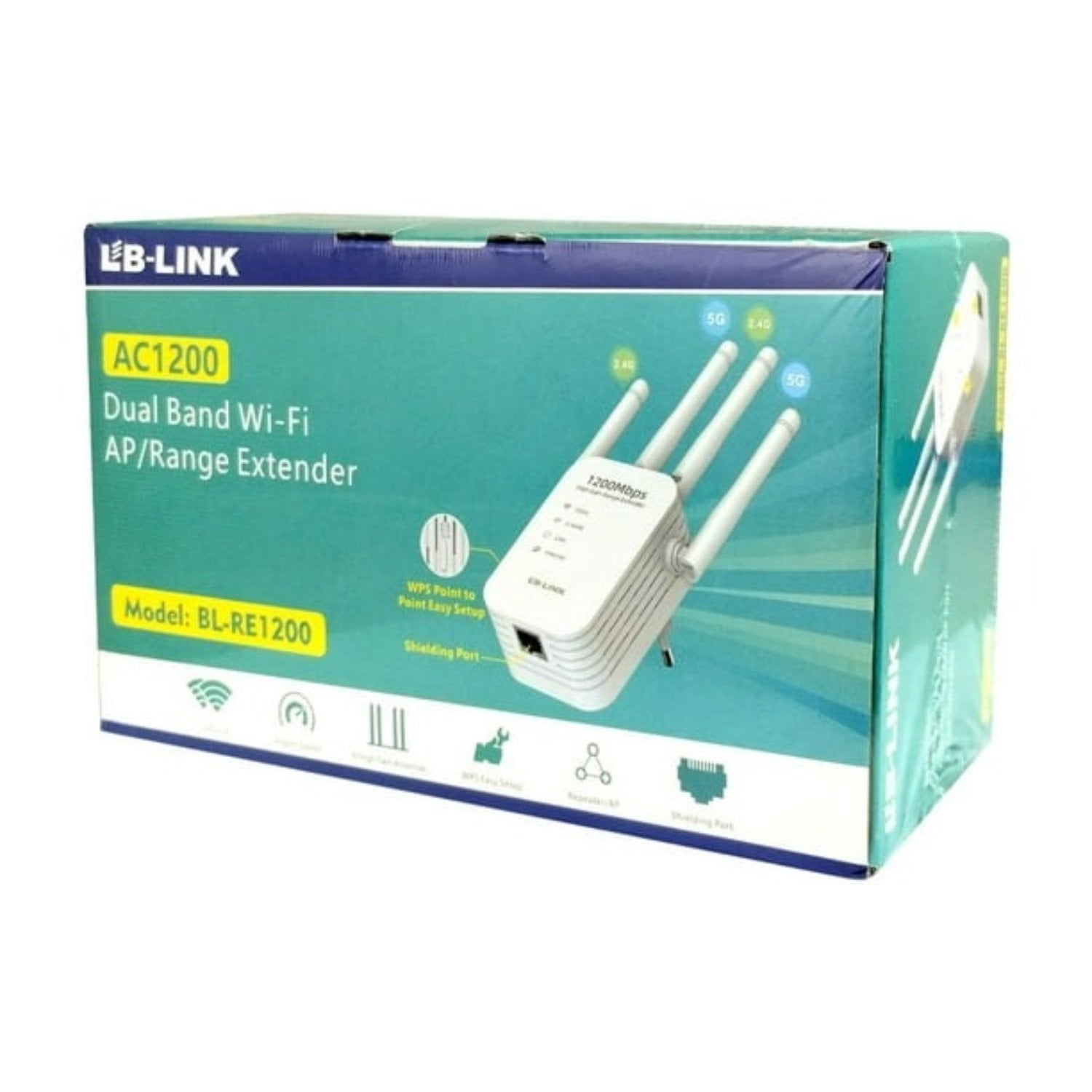 EXTENSOR REPETIDOR SEÑAL WIFI AC1200 DUAL BAND 1200MBPS HIGH GANG LB-LINK - 1