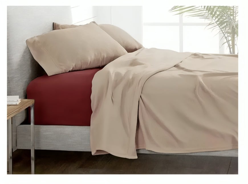 SÁBANAS POLAR LISA COMPOSÉ 1.5 PLAZAS / BEIGE-BURDEO – DORAL - 3