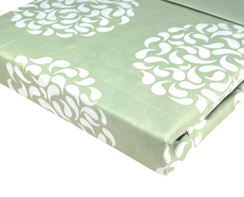 SÁBANAS ATERCIOPELADA COMPOSÉ KING CÍRCULOS EN COLOR BLANCO VERDE - 1