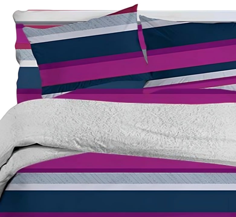PLUMÓN SHERPA + SÁBANA MICROFIBRA DE 2 PLAZAS LÍNEAS MORADAS - 2