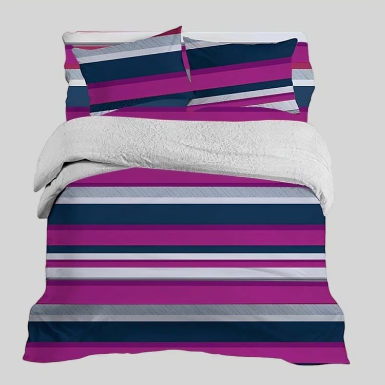 PLUMÓN SHERPA + SÁBANA MICROFIBRA DE 2 PLAZAS LÍNEAS MORADAS - 3