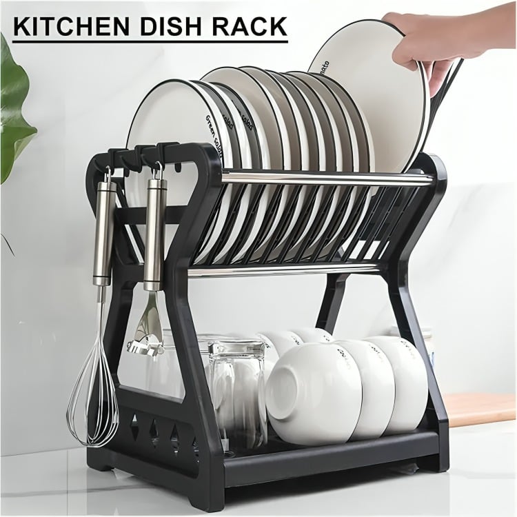 SECADOR ESCURRIDOR DE PLATOS 2 NIVELES PLASTICO ESCURRIDOR - 2