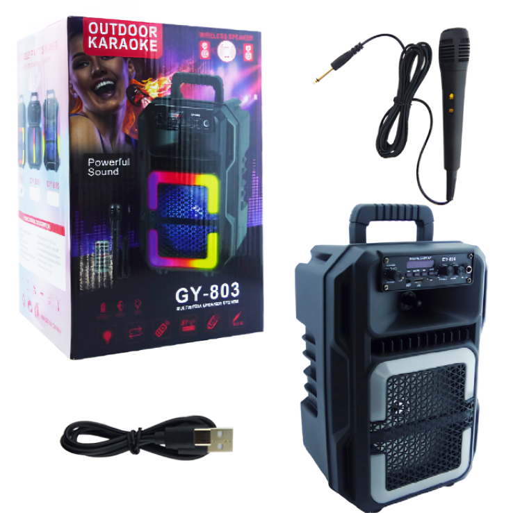 PARLANTE KARAOKE GY803 8' BT USB RGB - 3