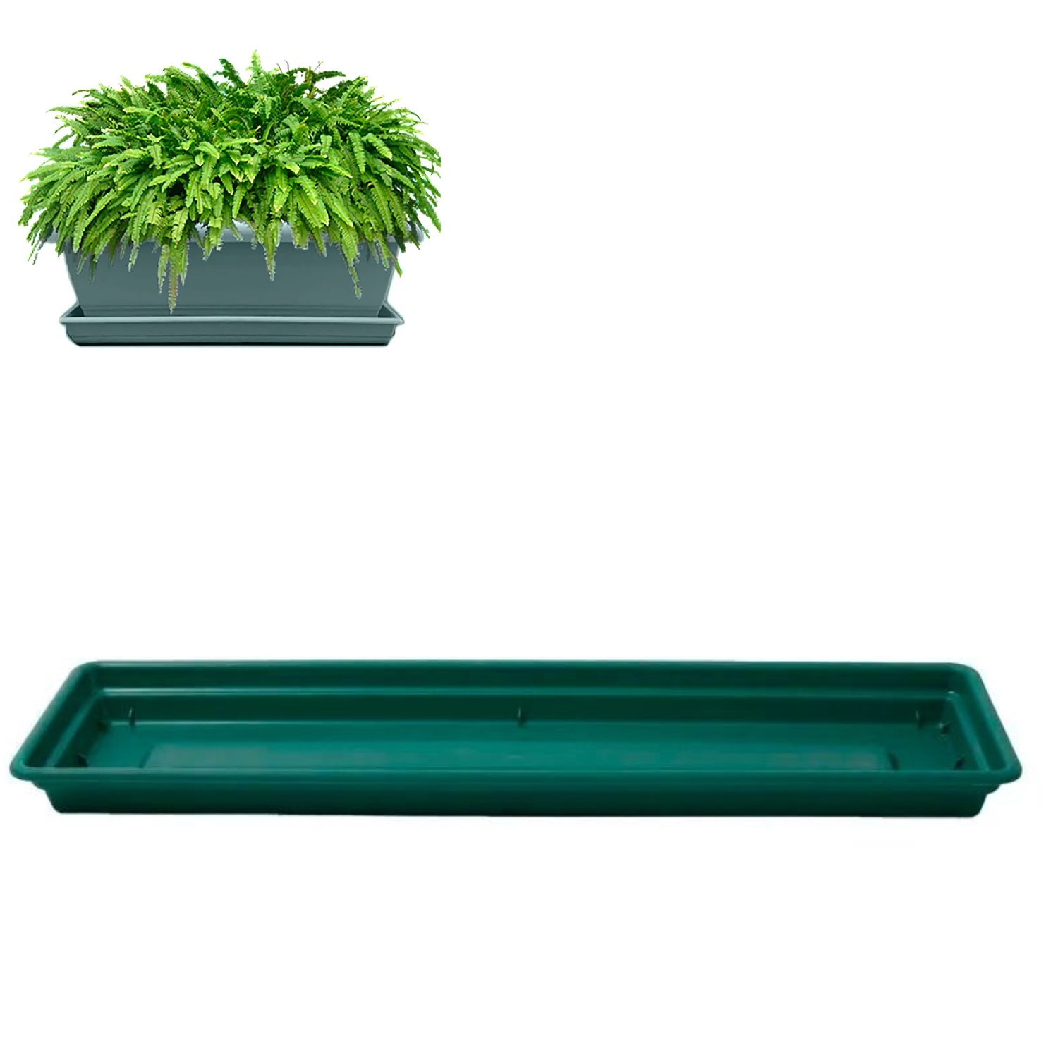 PACK X4 PLATO DE MACETA RECTANGULAR DURA KOTTA 44CM / VERDE – REYPLAST - 2