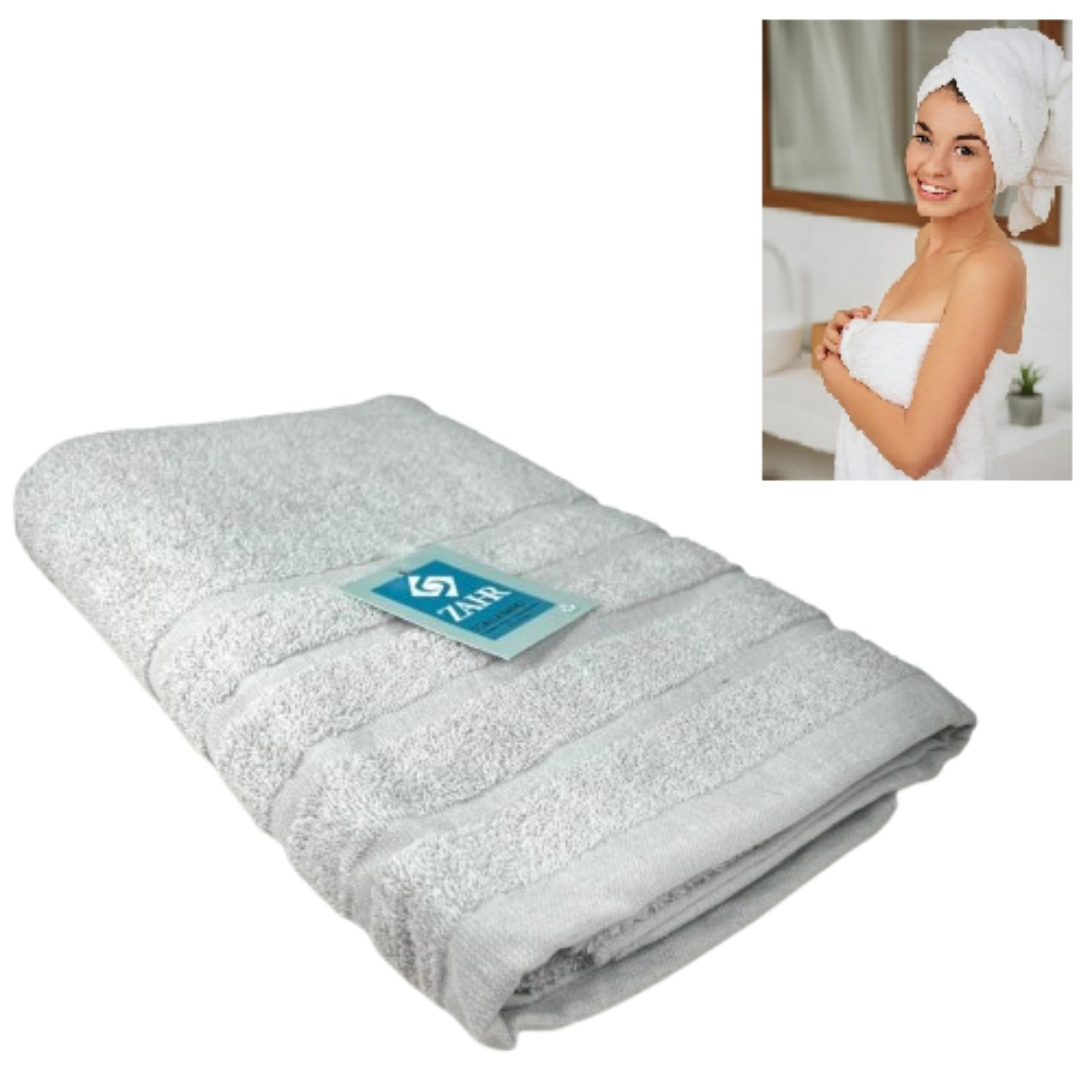 TOALLA DE BAÑO COLECCION 70×140 CM / GRIS CLARO – ZAHR - 2