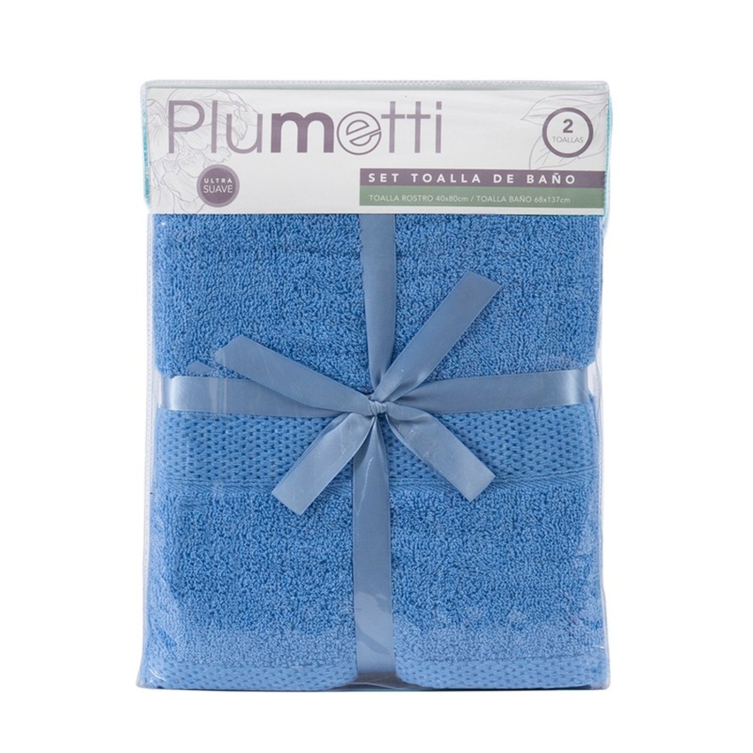 SET 2 TOALLAS COLORIX 380 GRS / AZUL – PLUMETTI - 1
