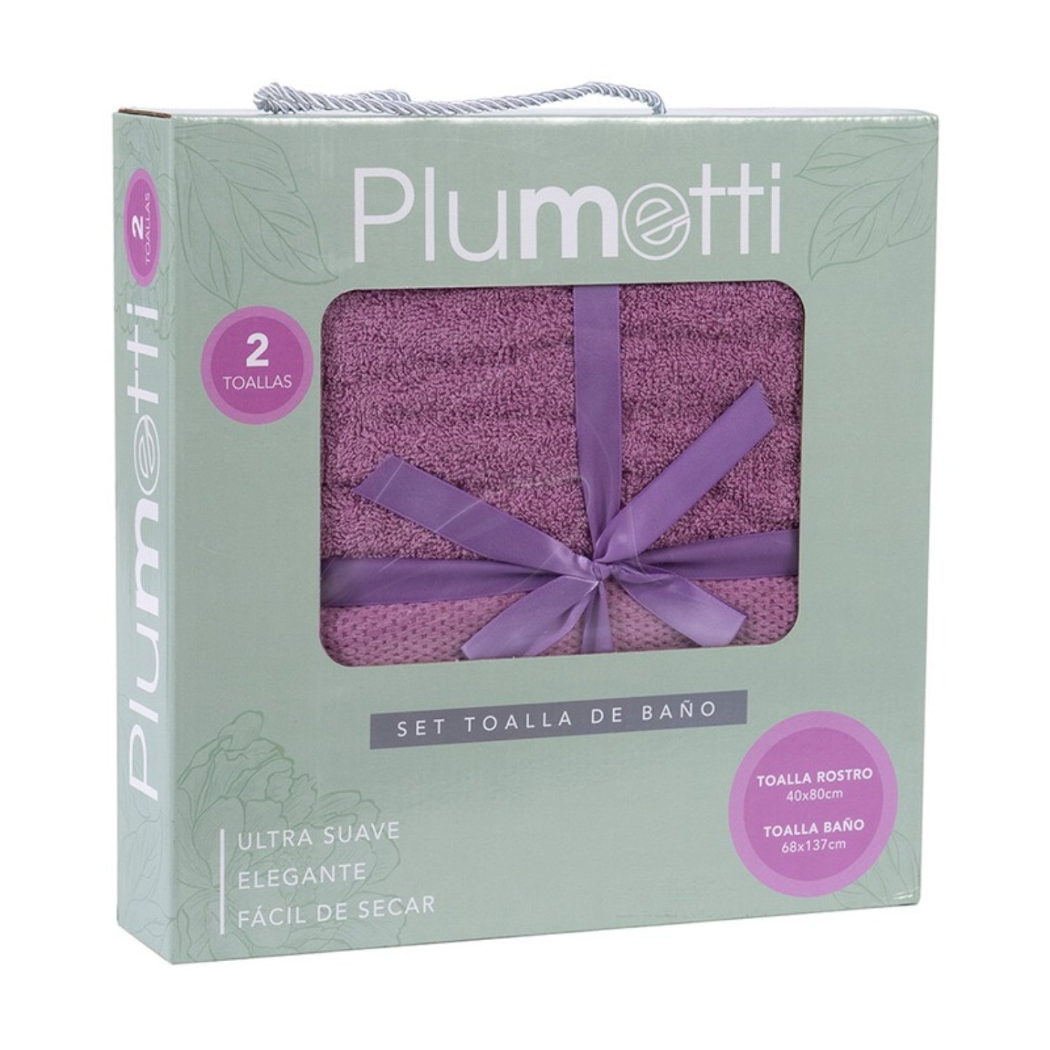 SET 2 TOALLAS COLORIX 380 GRS CAJA / MORADO – PLUMETTI - 2