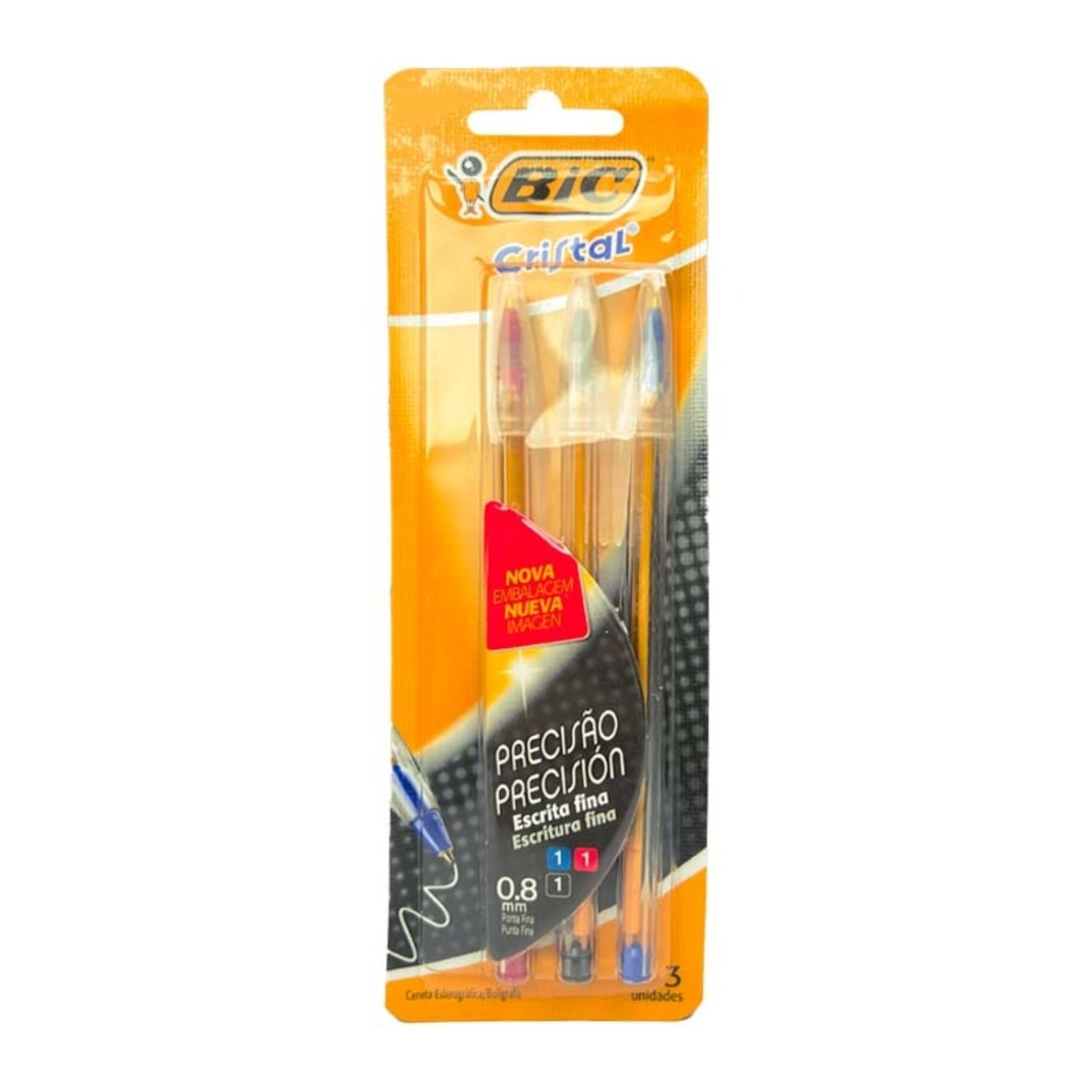 PACK X 4 BLISTER 3 BOLIGRAFOS CRISTAL FINO / 1 AZUL 1 ROJO 1 NEGRO – BIC - 2