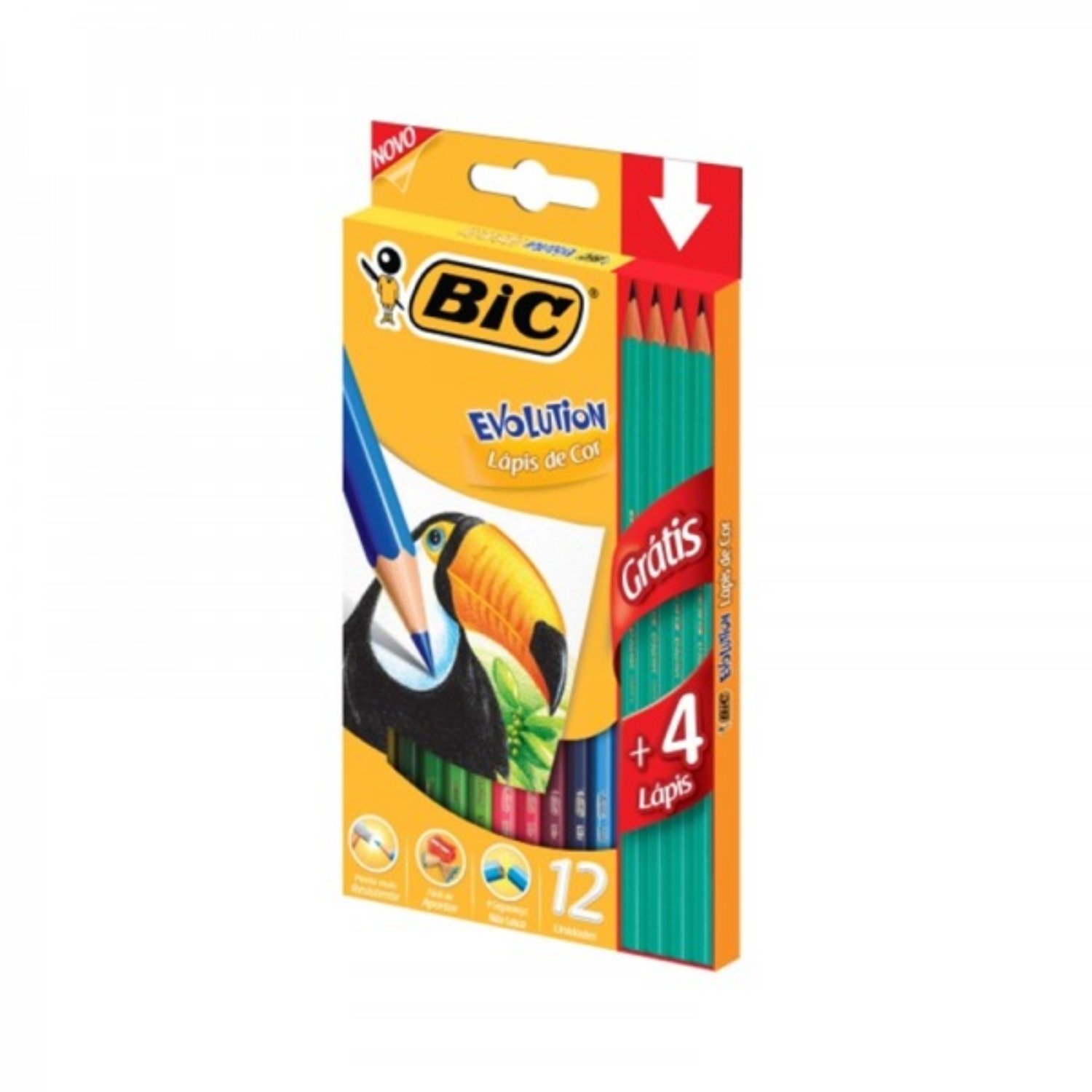 PACK X 4 LAPICES DE COLORES EVOLUTION 12 UNIDADES + 4 LAPICES GRAFITO – BIC - 2