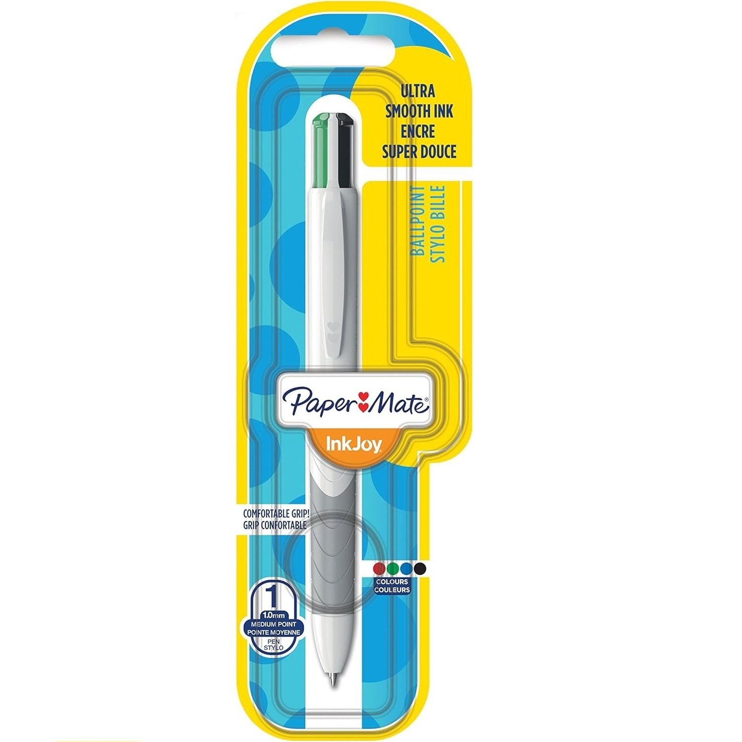 PACK X 4 BOLIGRAFOS INKJOY QUATRO 4 COLORES BASICOS TJX1 GRIP GRIS – PAPER MATE - 1