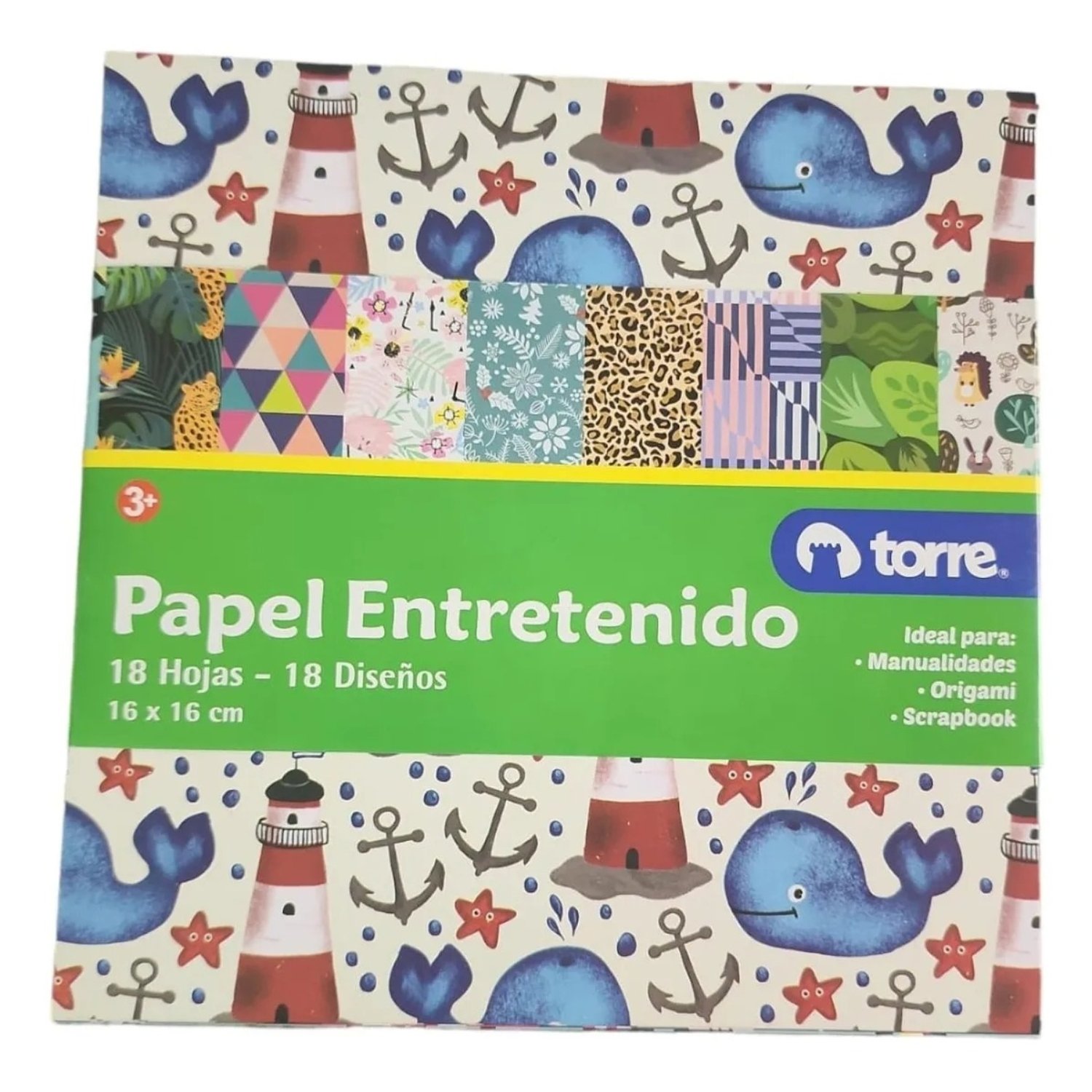 PACK X 4 FAJO PAPEL ENTRETENIDO 16×16 CENTIMETROS 18 HOJAS – TORRE - 1