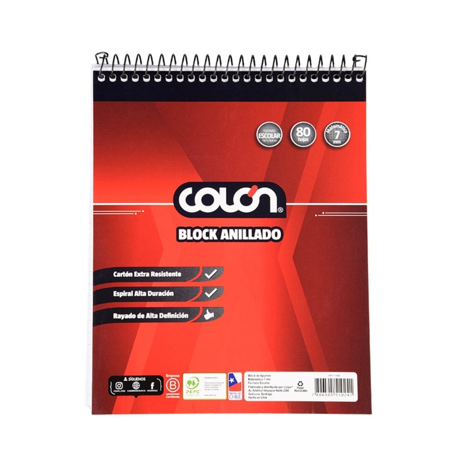PACK X 4 BLOCK ESCOLAR CON ESPIRAL 7MM – COLON - 1