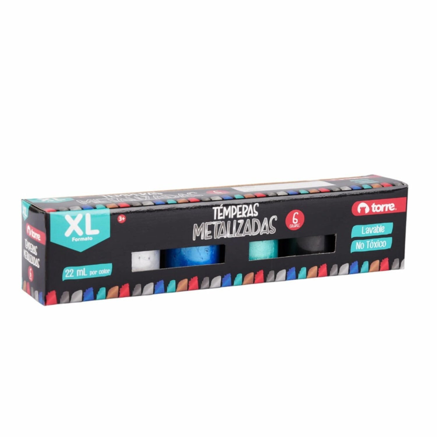 PACK X 4 CAJAS TE MPERA METALIZADA 6 COLORES – TORRE - 3