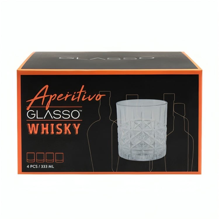 SET VASO 330 ML WHISKY VINTAGE 4 UNIDADES GLASSO - 1
