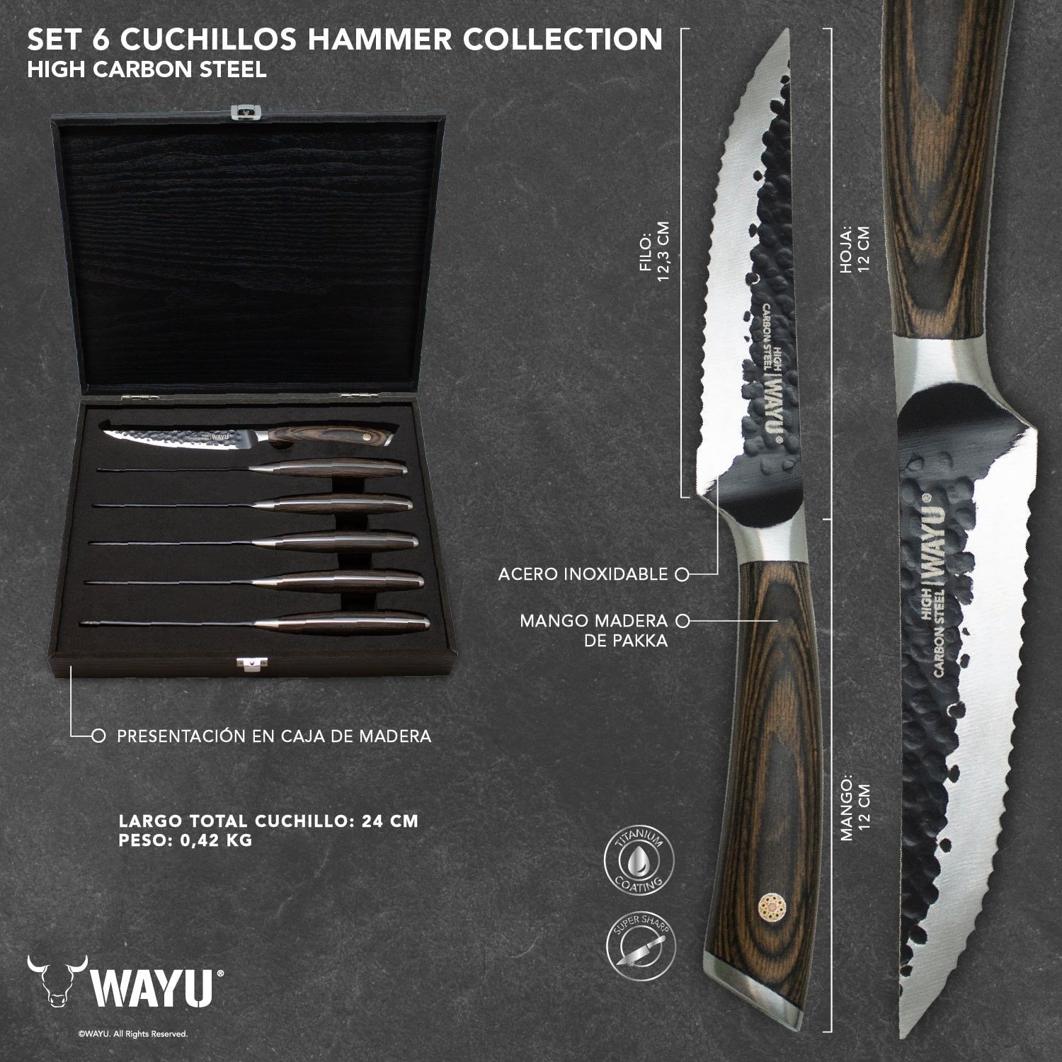 SET 6 CUCHILLOS HAMMER COLLECTION WAYU - 1