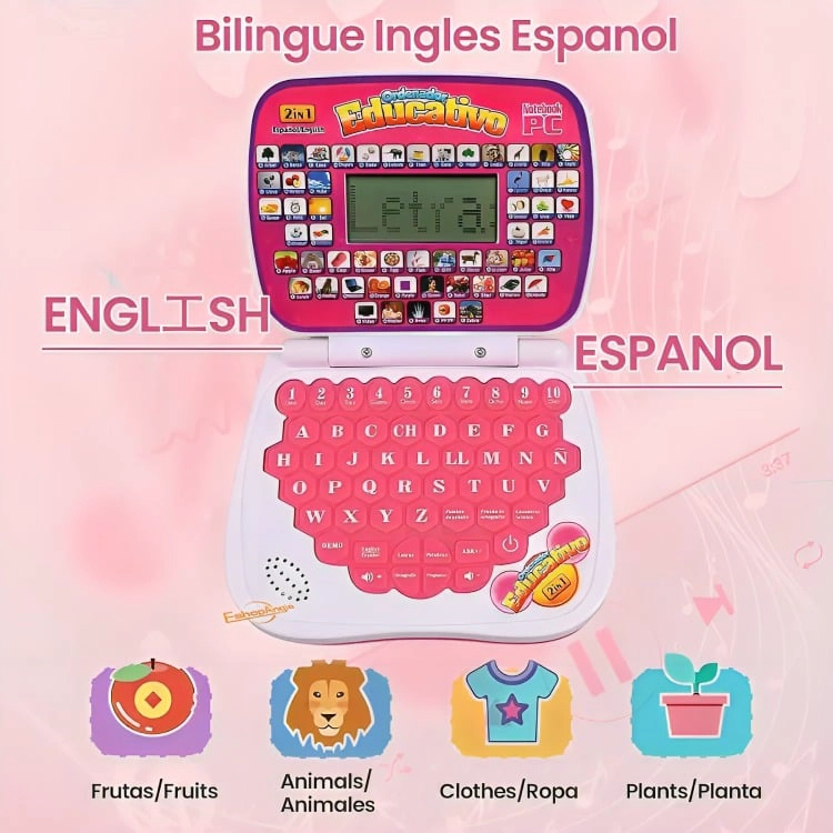 LAPTOP DE JUGUETE  EDUCATIVA CON PANTALLA FUCSIA - 3