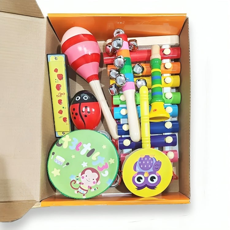 SET 8 INSTRUMENTO MUSICALES  MADERA PARA NIÑOS - 1
