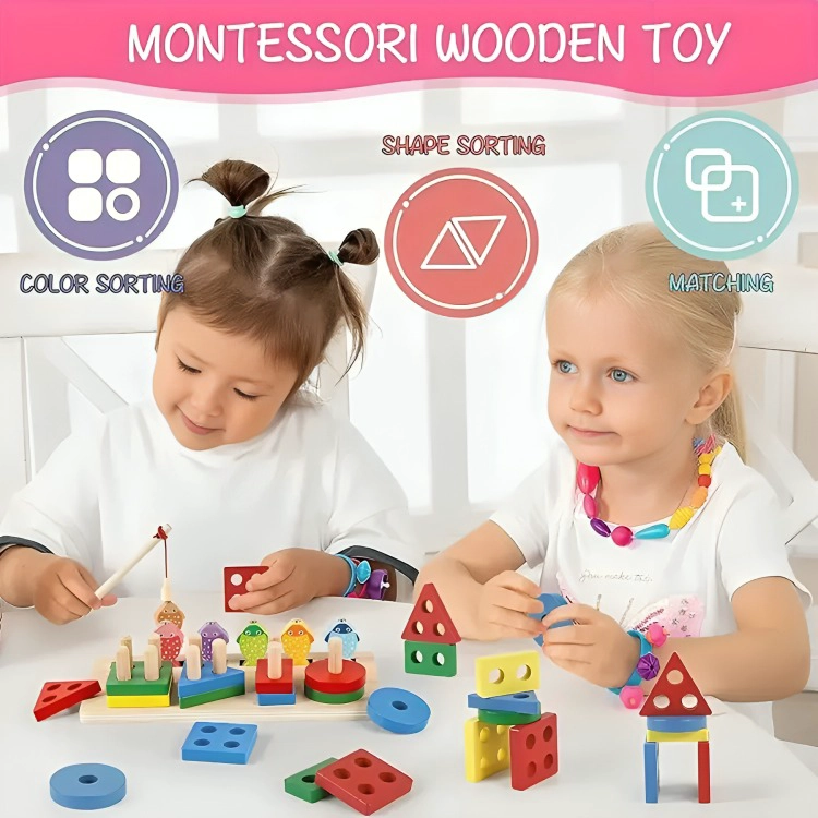 JUEGO DE PESCA JUGUETE MADERA PARA NIÑOS - 2