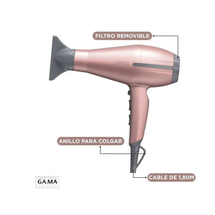 SECADOR DE CABELLO GAMA TEMPO 5D SENSI ROSE - 1