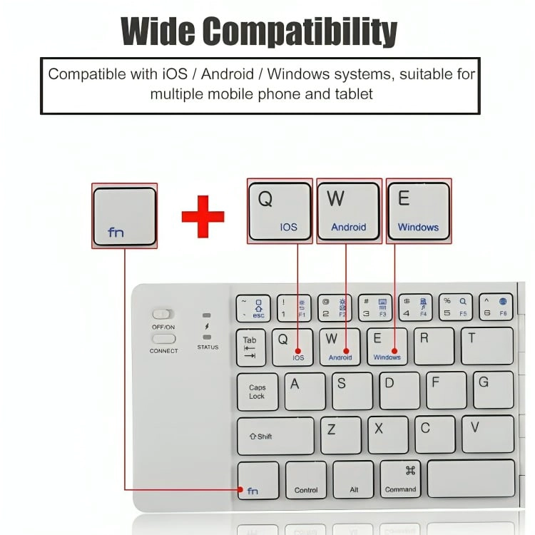 MINI TECLADO INALAMBRICO PLEGABLE PORTATIL BLANCO - 2