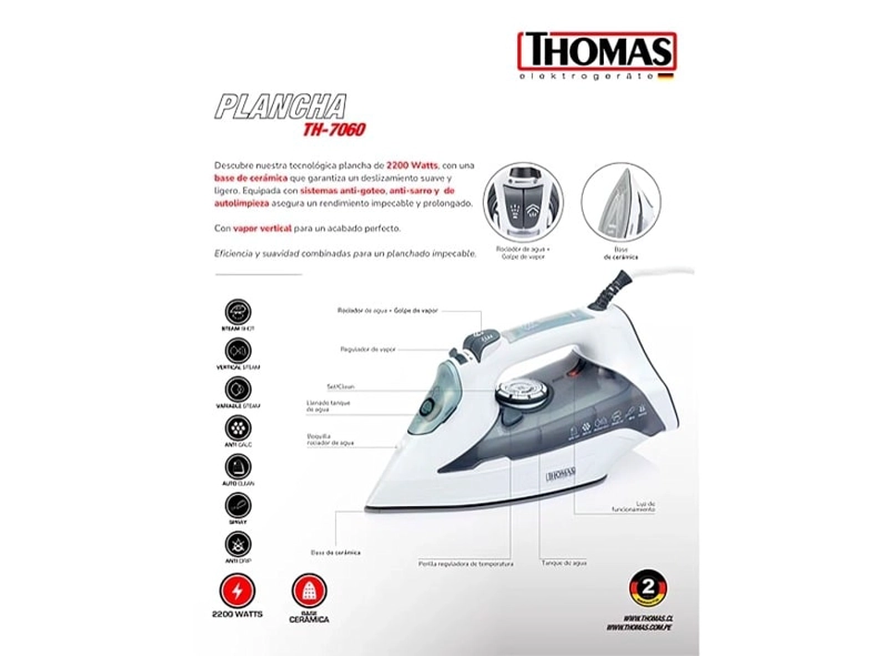PLANCHA VAPOR VERTICAL TH-7060 - THOMAS - 6