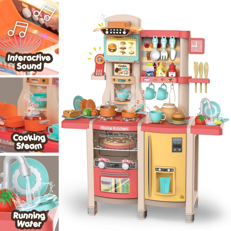 COCINA 100 CM ROSADA CON 66 PCS - 4
