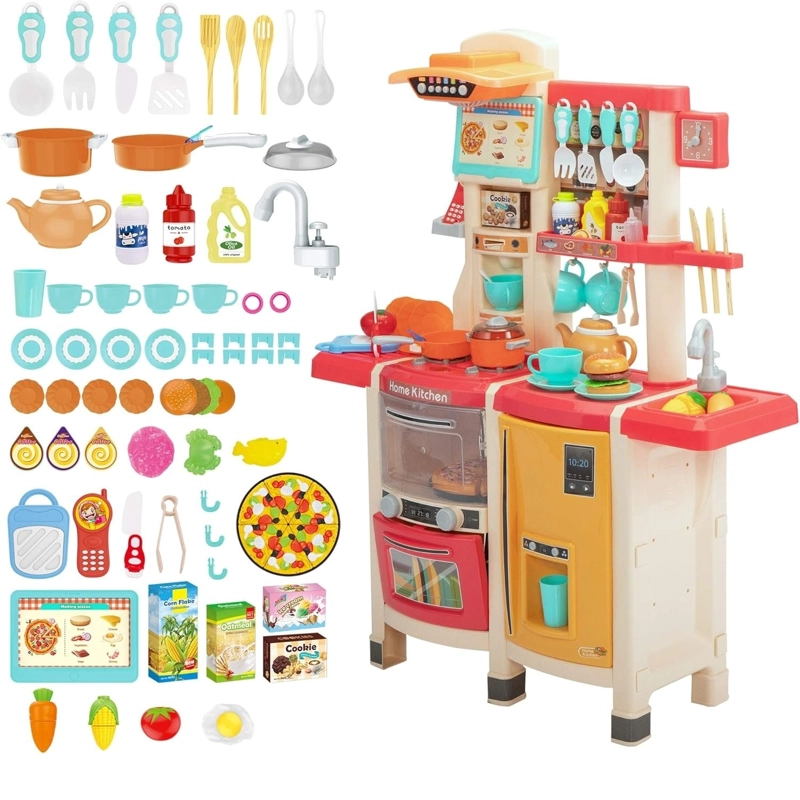 COCINA 100 CM ROSADA CON 66 PCS - 5