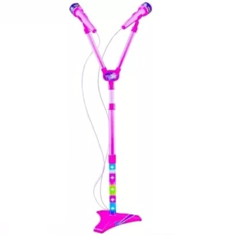 PACK X 3 MICROFONO DOBLE DE JUGUETE CON PILAS Y SOPORTE - 1