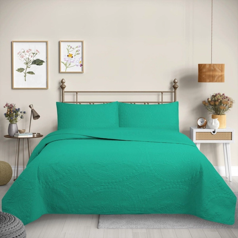 CUBRECAMA QUILT REVERSIBLE 2 PLAZAS VERDE - WONDER COLLECTION MARTINE - 1