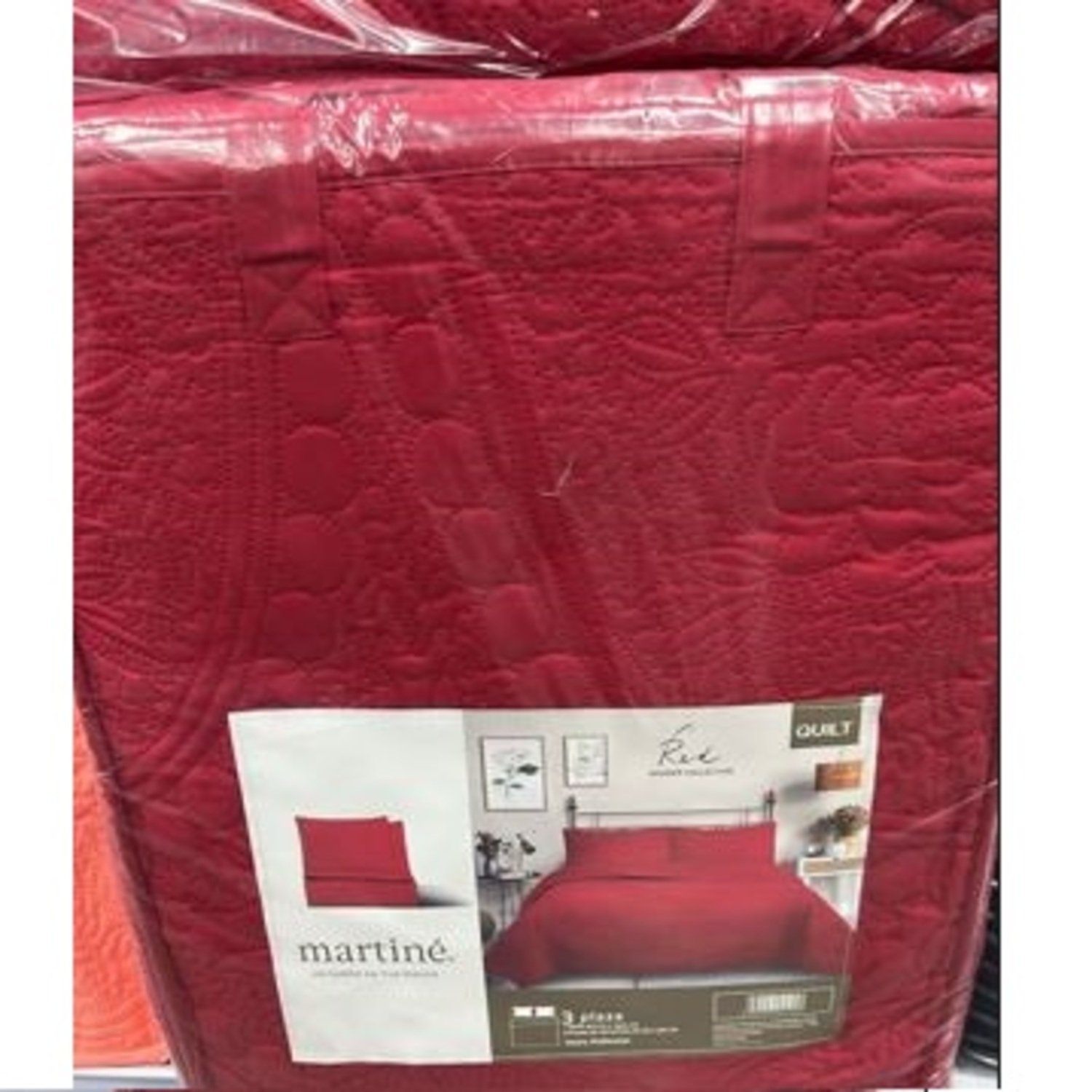 CUBRECAMA QUILT REVERSIBLE 3 PLAZAS KING ROJO - WONDER COLLECTION MARTINE - 1