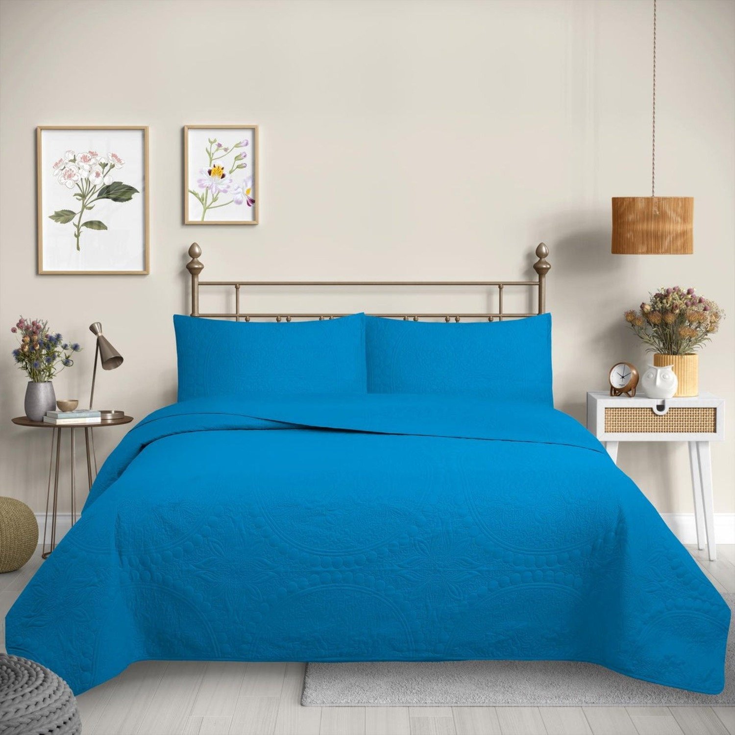 CUBRECAMA QUILT REVERSIBLE 1,5 PLAZAS TURQUESA - WONDER COLLECTION MARTINE - 2