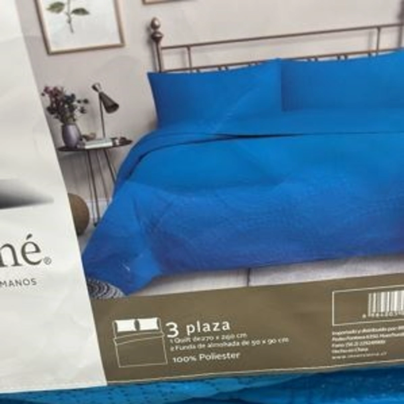 CUBRECAMA QUILT REVERSIBLE 3 PLAZAS TURQUESA - WONDER COLLECTION MARTINE - 2