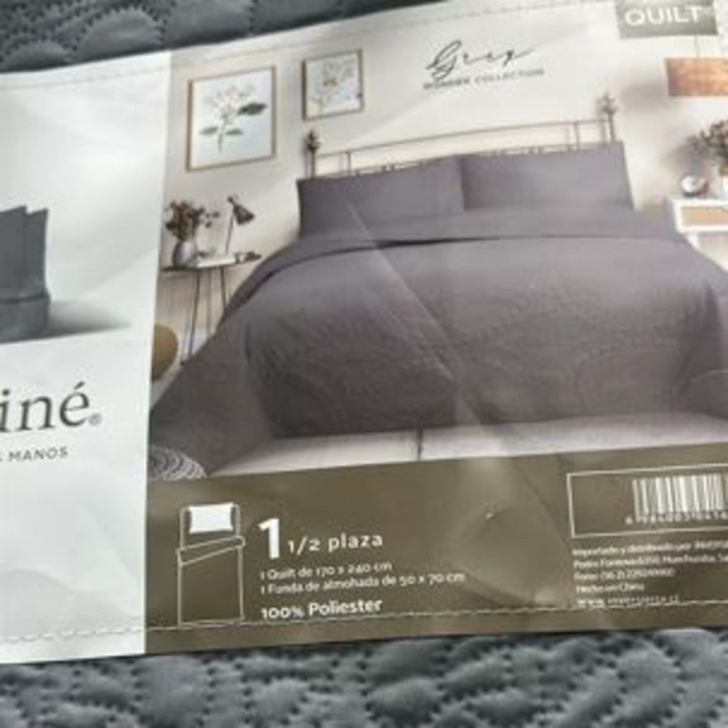 CUBRECAMA QUILT REVERSIBLE 2,5 PLAZAS GRIS - WONDER COLLECTION MARTINE - 2
