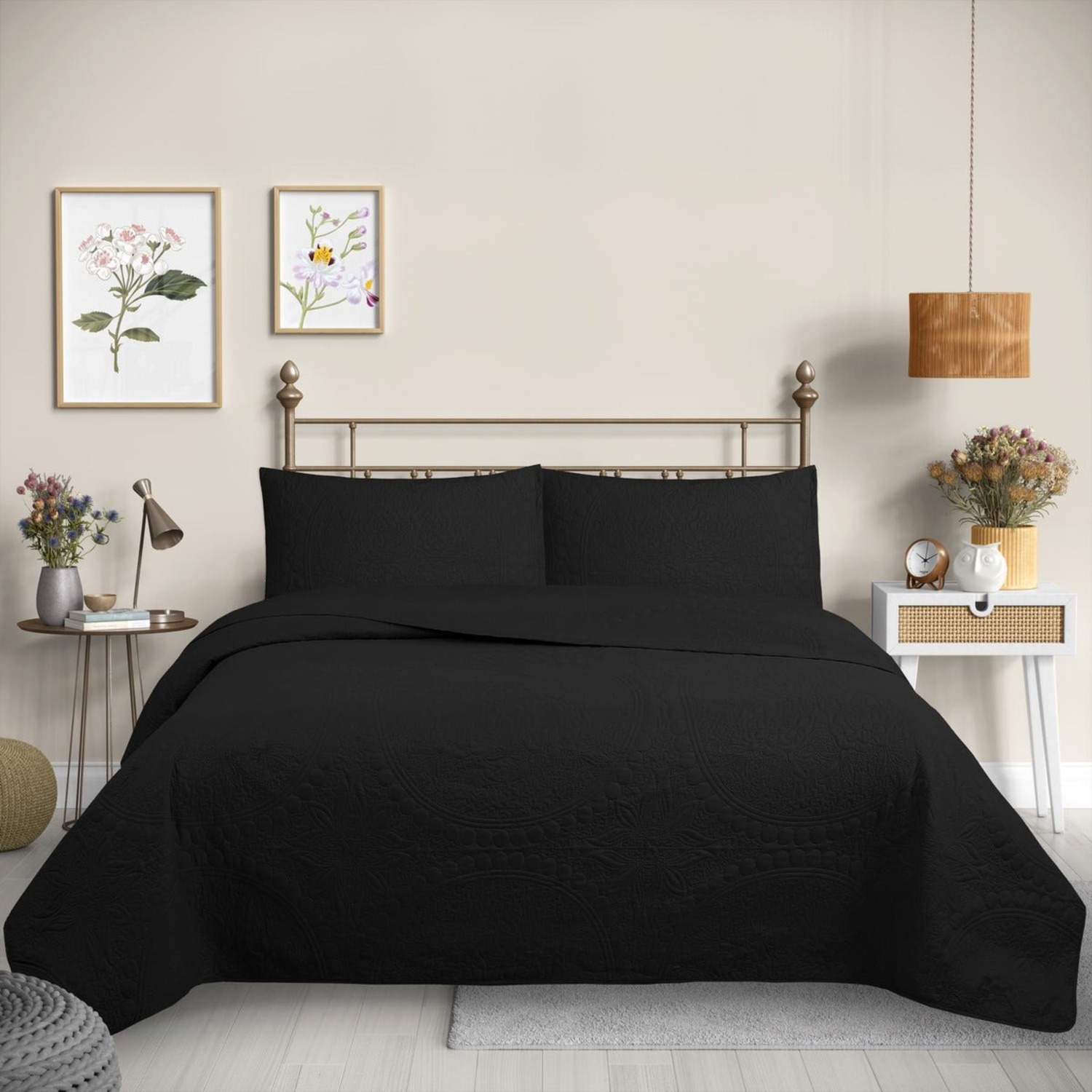 CUBRECAMA QUILT REVERSIBLE QUEEN 220 X 240 CM NEGRO - WONDER COLLECTION MARTINE - 1