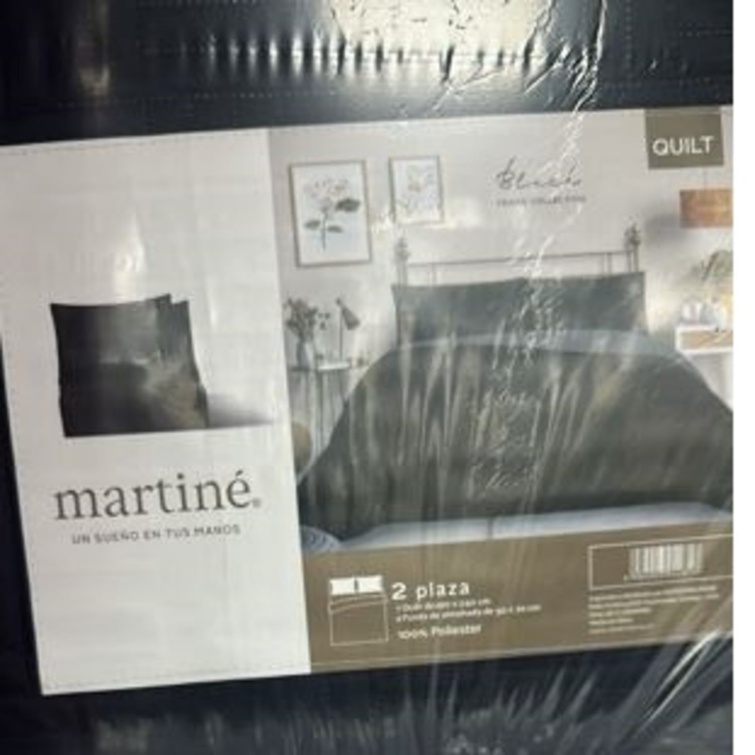 CUBRECAMA QUILT REVERSIBLE 2 PLAZAS COLOR NEGRO TRAMA COLLECTION - 2