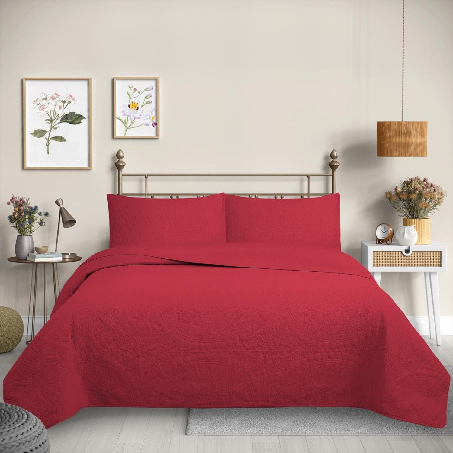 CUBRECAMA QUILT REVERSIBLE 1,5 PLAZAS KING ROJO - WONDER COLLECTION MARTINE - 2