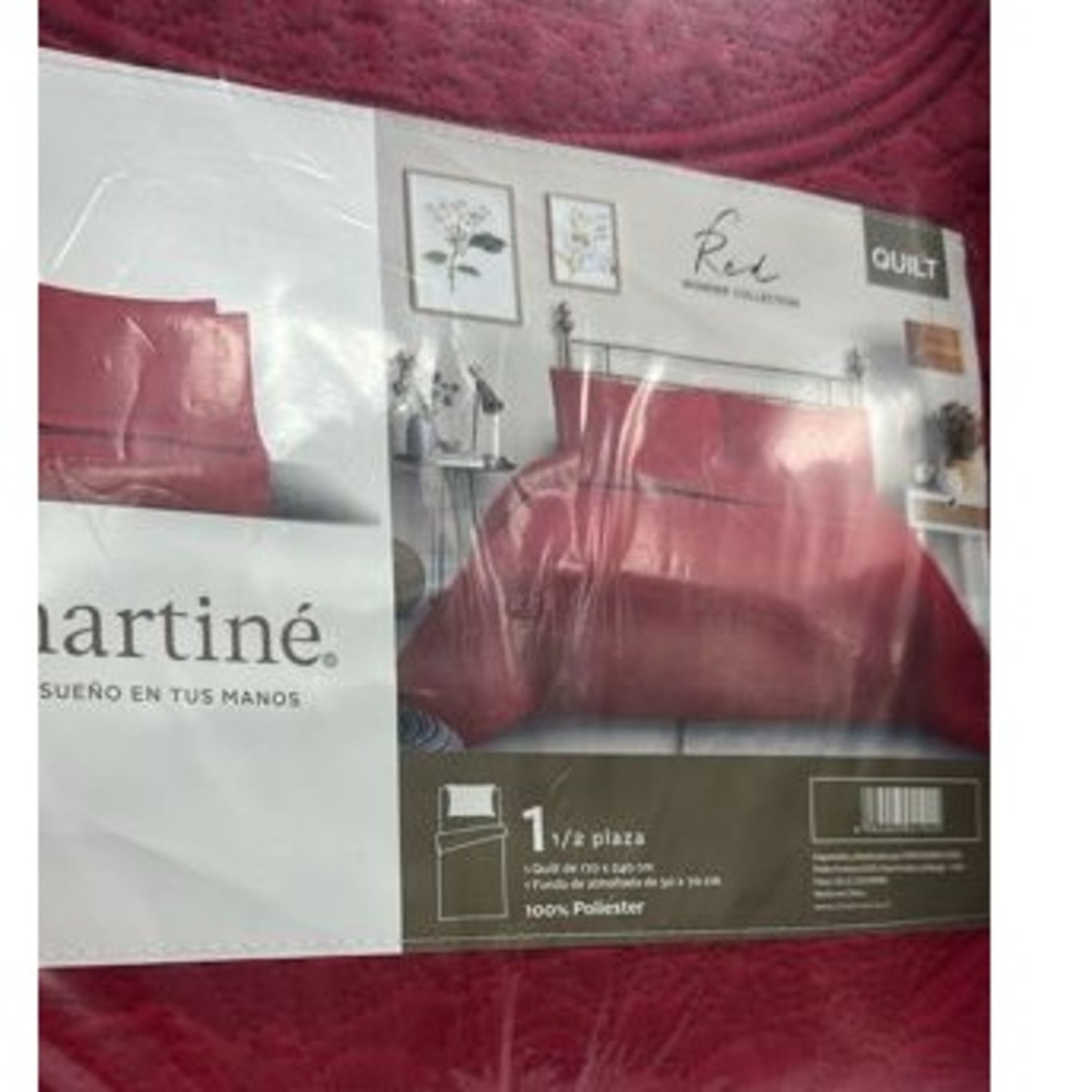 CUBRECAMA QUILT REVERSIBLE 1,5 PLAZAS KING ROJO - WONDER COLLECTION MARTINE - 3