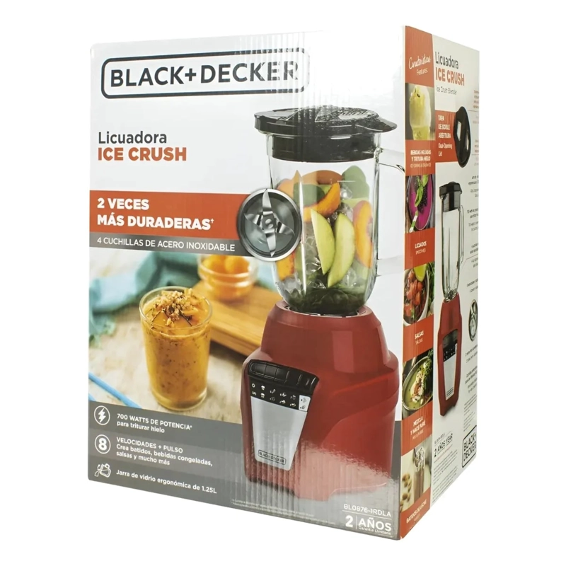 BLACK & DECKER LICUADORA PROCESADOR BLACK+DECKER BL0876-1RDCL VIDRIO 8 VELOCIDADES