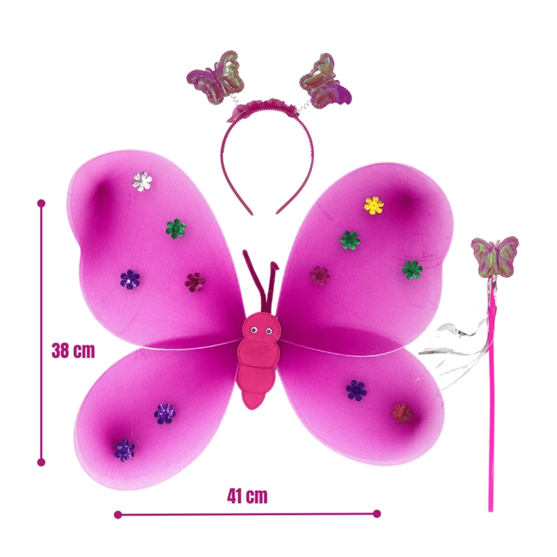 PACK X3 ALAS DE MARIPOSA – CONJUNTO ALA/VARITA FUCSIA - 3