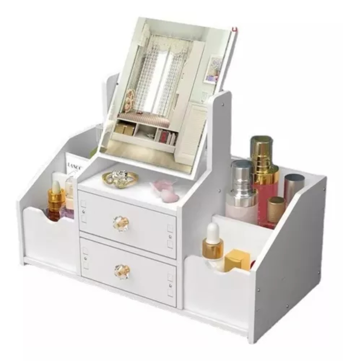 ORGANIZADOR DE MAQUILLAJE COSMETIQUERO MULTIUSO CON ESPEJO - 1