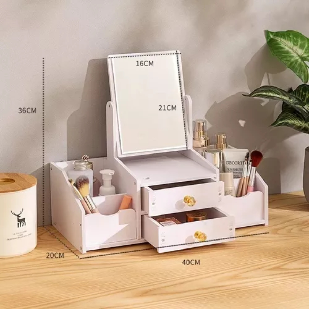 ORGANIZADOR DE MAQUILLAJE COSMETIQUERO MULTIUSO CON ESPEJO - 3