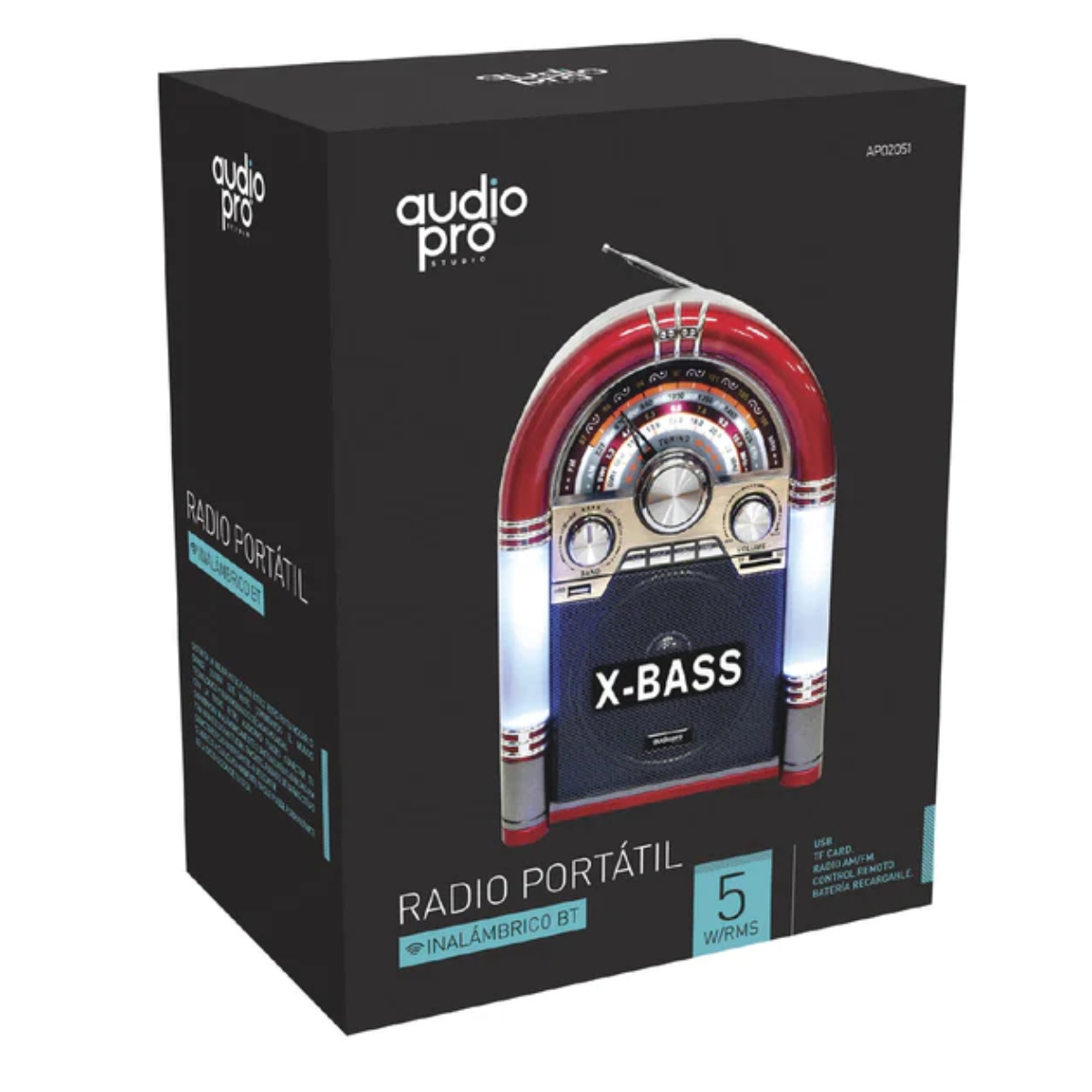 PARLANTE RETRO ROCKOLA XL BLUETOOTH RECARGABLE ILUMINADA AP2053 - 3