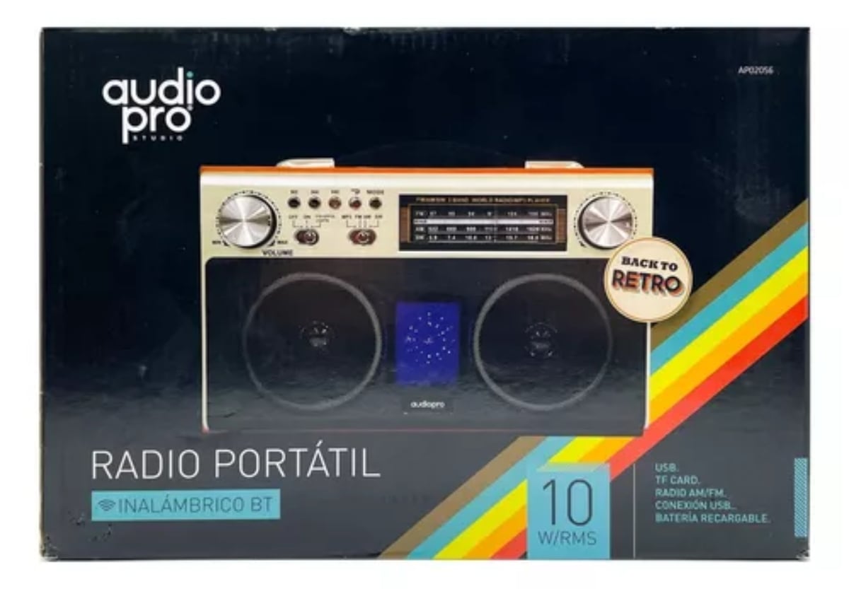 RADIO BLUETOOTH RETRO PORTÁTIL AUDIOPRO FM USB SD AP02056 - 2