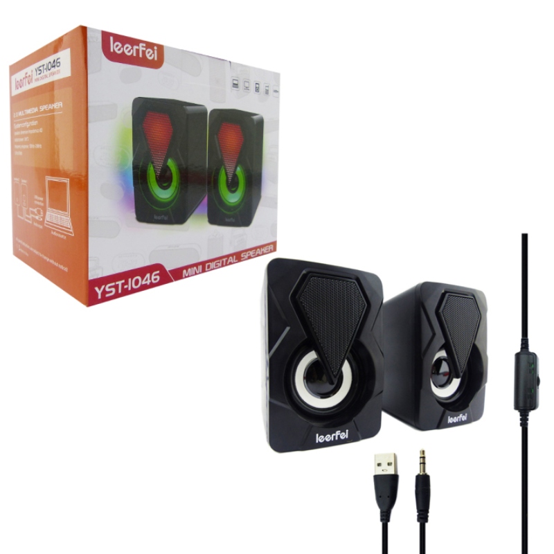PARLANTES GAMER PARA PC CON LUZ USB Y PLUG 3.5MM - 3