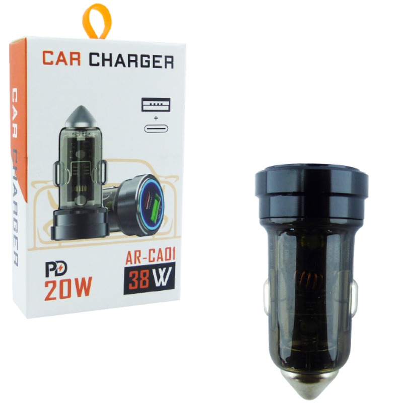 CARGADOR DE 1 USB MAS TYPE-C MODELO AR-CA01 A 12 VOLT - 3