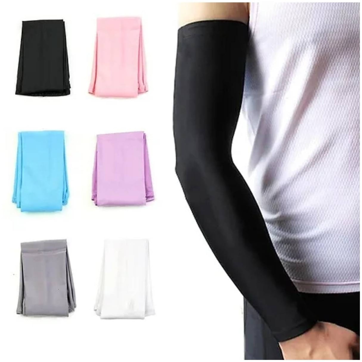 PAR DE MANGAS BRAZO OEM PROTECCION SOLAR DEPORTIVA UNISEX BLANCO - 2